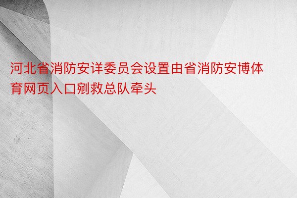 河北省消防安详委员会设置由省消防安博体育网页入口剜救总队牵头